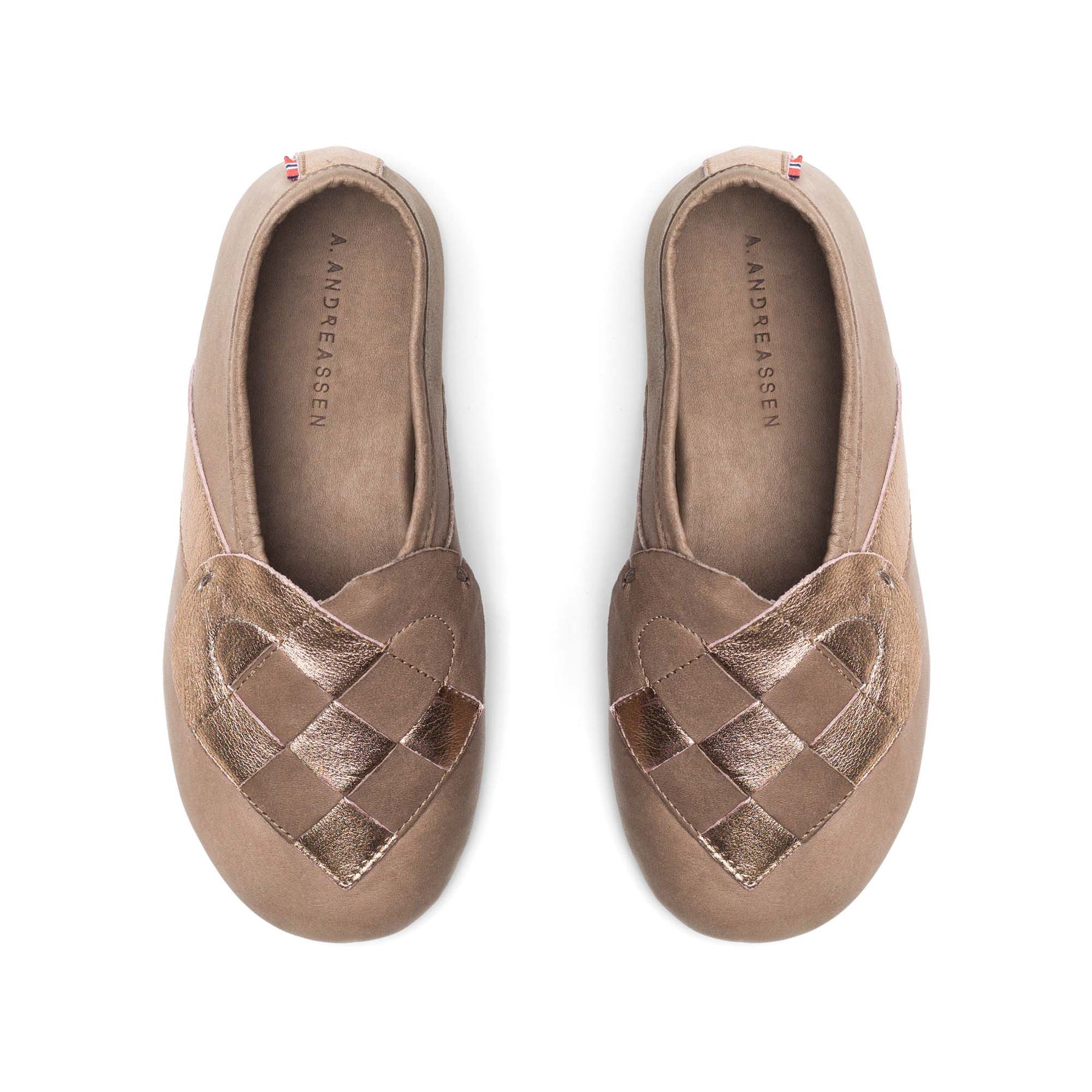 Lille Elskling girls leather slipper taupe rose gold A. Andreassen