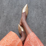 Glittertind Pointy Mule | Leather | Gold