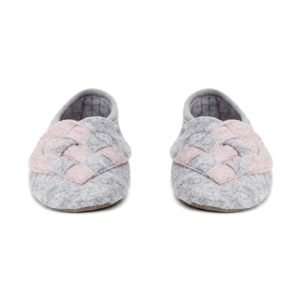 "Lille Elskling" Girls Felt Slippers | Grey/Pink