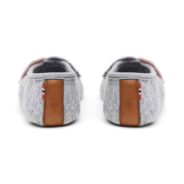 "Lille Elskling" Girls Felt Slippers | Grey/Pink