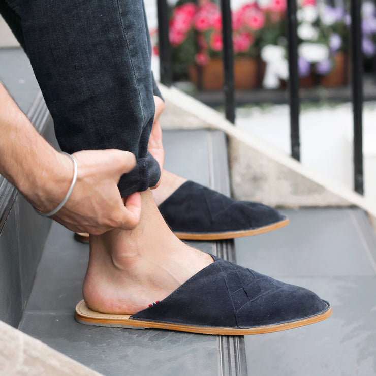 Henrik | Men's Mule / Slip-On | Leather | Midnight Blue