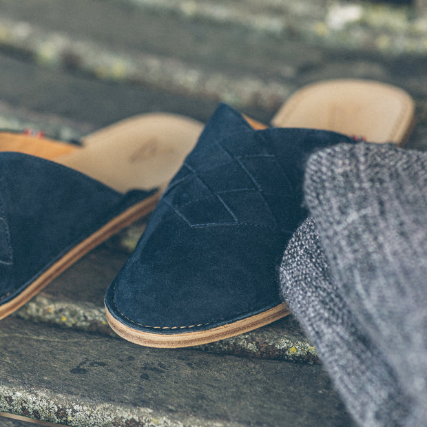 Henrik | Men's Mule / Slip-On | Leather | Midnight Blue