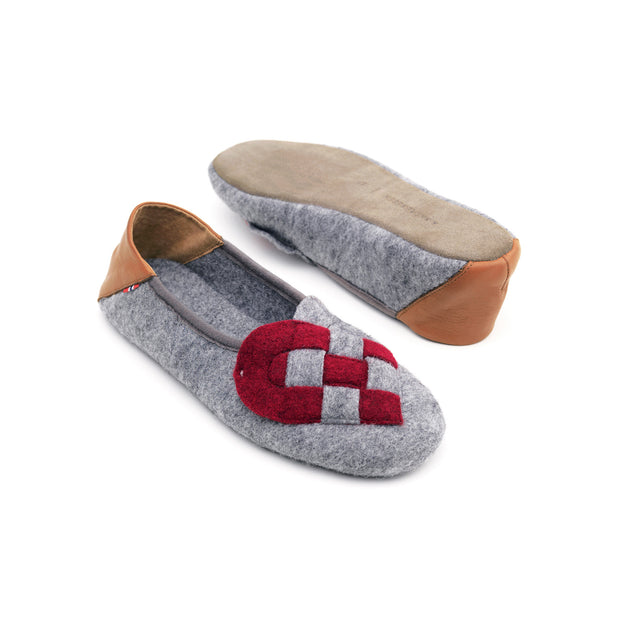 Elskling Slipper | Felt | Grey/Red