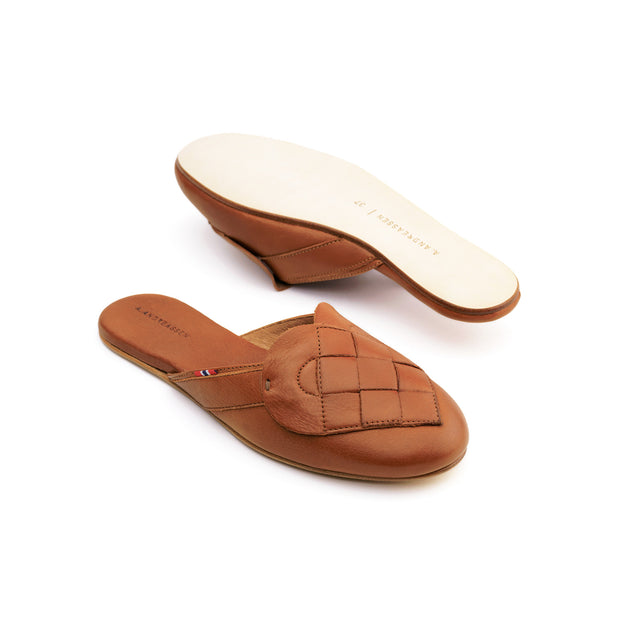 A. Andreassen Elskling tan leather mules