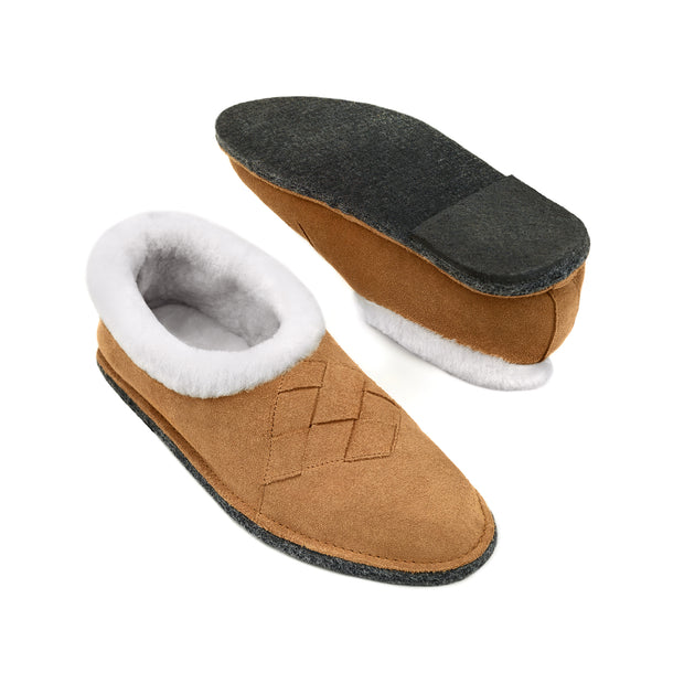 Henrik | Men's Shearling Slippers | Suede & Shearling | Tobacco