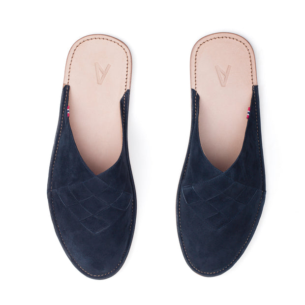 Henrik | Men's Mule / Slip-On | Leather | Midnight Blue