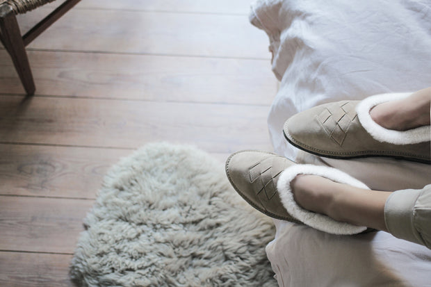 Henrik | Shearling Slippers | Suede & Shearling | Sand