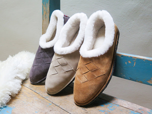 Henrik | Men's Shearling Slippers | Suede & Shearling | Tobacco