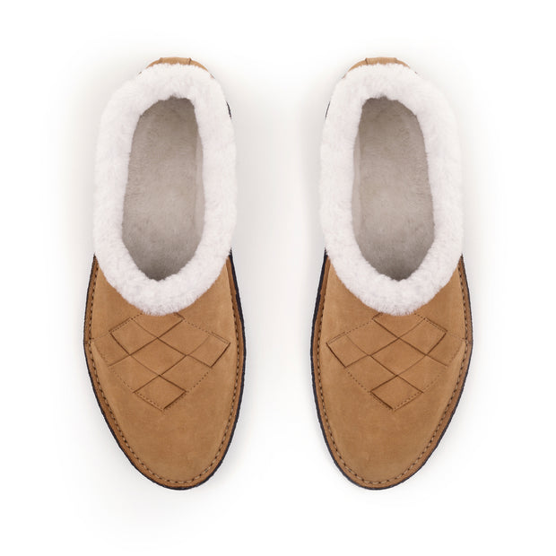 Henrik | Men's Shearling Slippers | Suede & Shearling | Tobacco